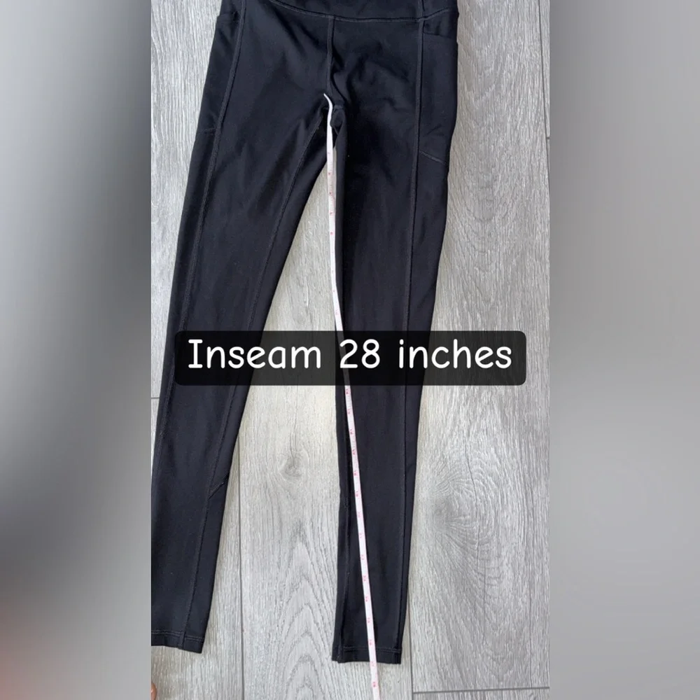 Victorias Secret Size 2 Small Black Athletic Leggings Side Pockets Full Length - Picture 3 of 7